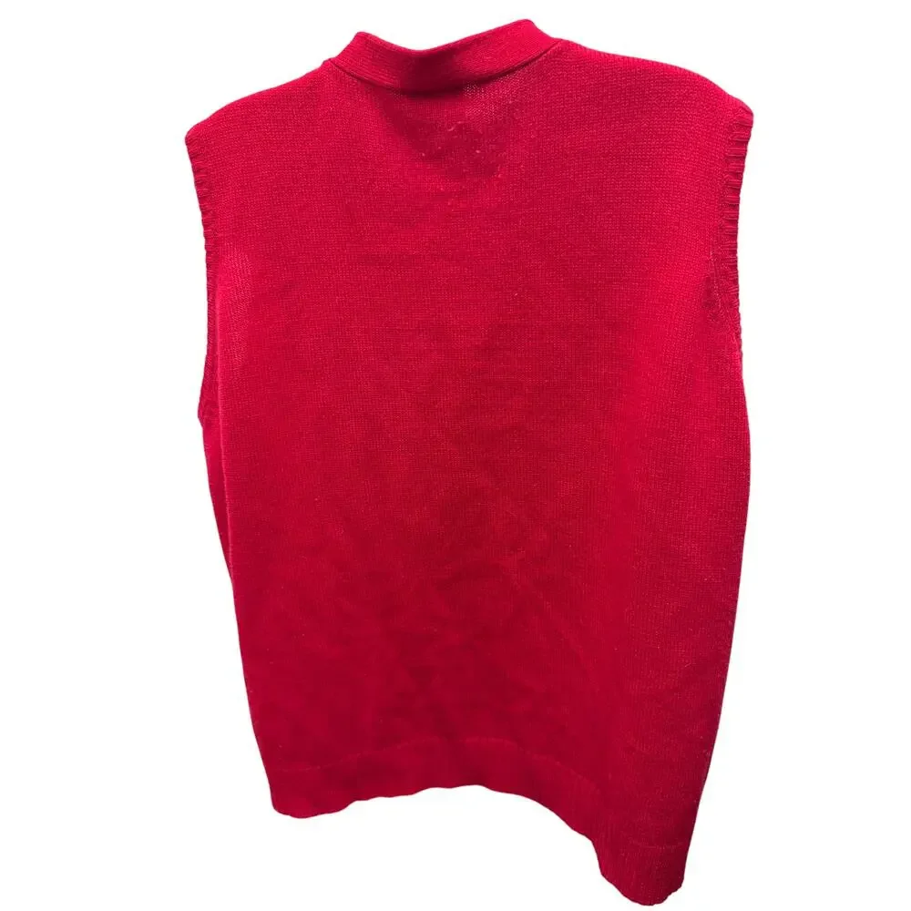 Vintage Sara Morgan Women Size XL Red Cable Knit Button Front Sweater Vest